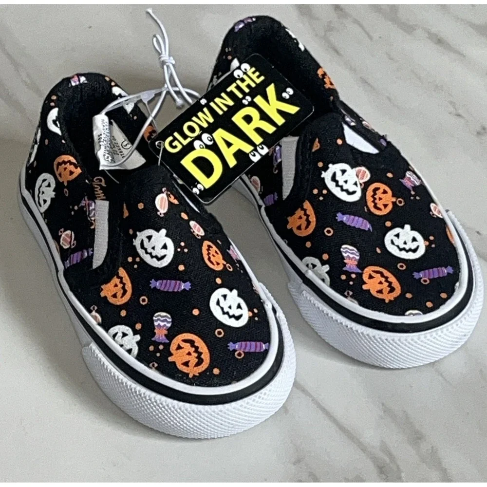 Tommy‎ Bahama Toddler 5 Slip-On Shoes Pumpkins Candy Halloween Glow in the Dark